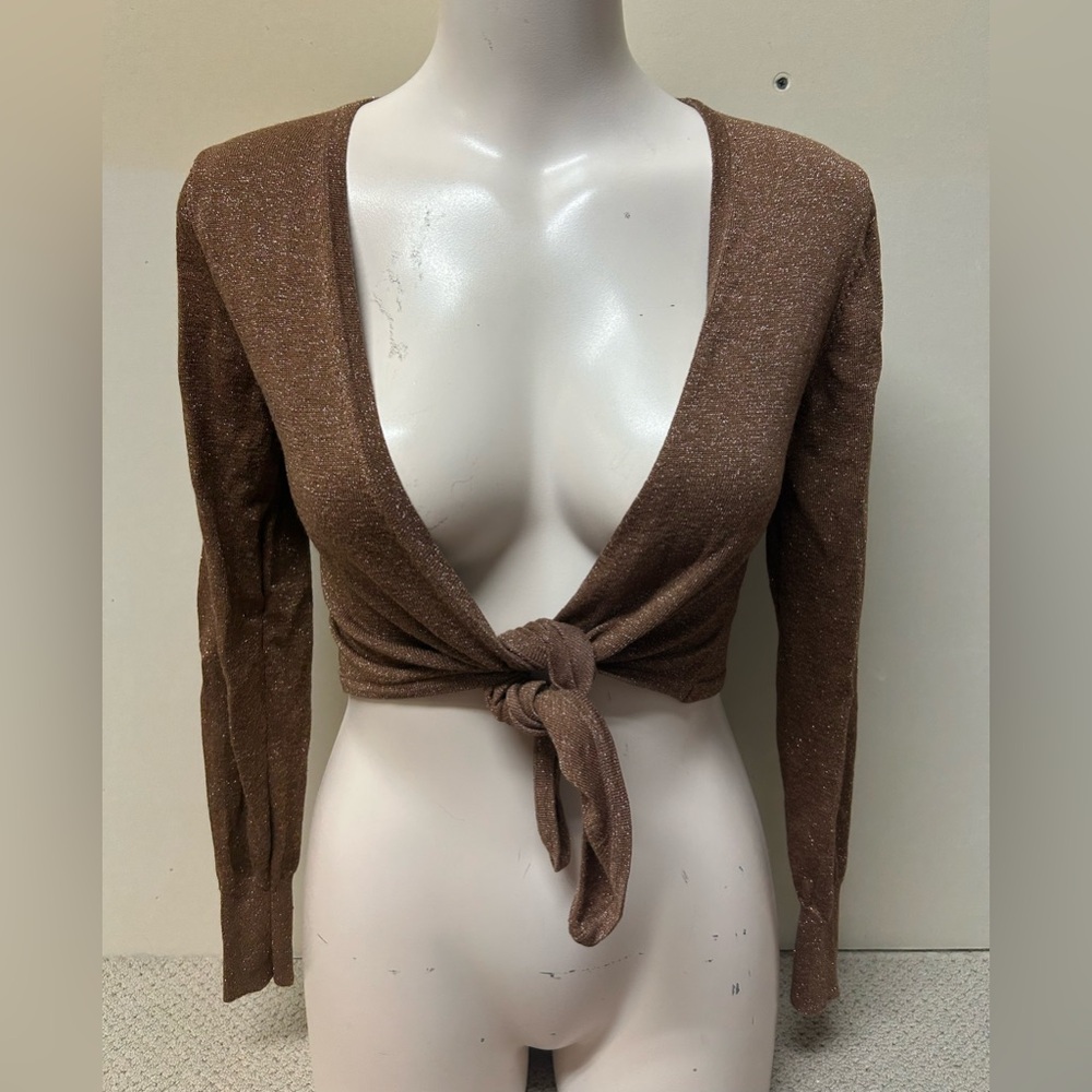 2/$20❤️- CARDIGAN | Women’s Worthington brown sparkly tie cardigan size large
